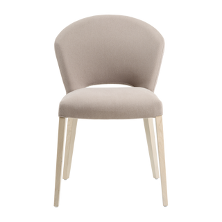Mobitec Cuori C0110 chair in taupe fabric with light wooden legs, front view