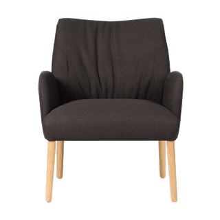 Mobitec Enora C0112 fauteuil in antraciet stof met eiken poten, vooraanzicht