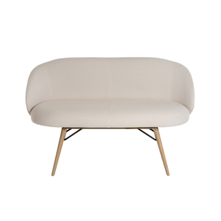 Banquette Mobitec Neo B0752 en bouclette écrue, pieds en chêne, vue de face