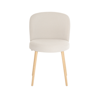 Mobitec Neo C0150 chair in ecru bouclé with oak legs, front view