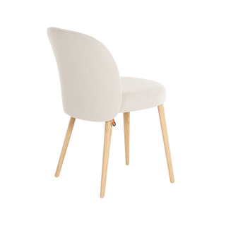 Mobitec Neo C0150 chair in ecru bouclé, rear three-quarter view
