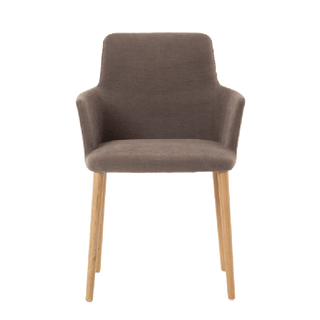 Mobitec Rob C0212 armchair in taupe fabric with oak legs, front view
