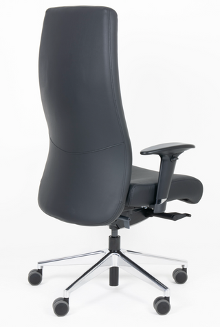 Rovo XL ergonomische draaifauteuil zwart met hoge rug, schuin achteraanzicht