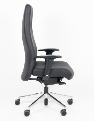Rovo XL ergonomische draaifauteuil zwart, zijaanzicht met verstelbare armleggers
