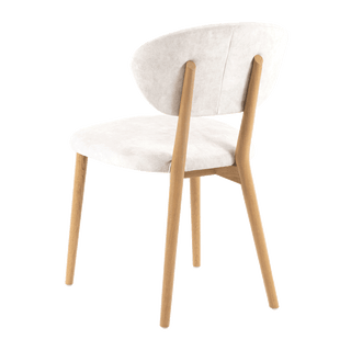 Mobitec Toro C0110 chair in light bouclé, rear three-quarter view