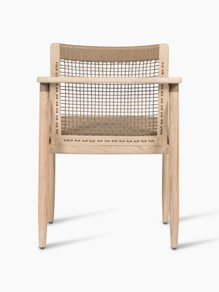 Vincent Sheppard David eetstoel in aged teak met kussen, achteraanzicht