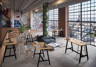 Table de coworking haute Buronomic Cohesion avec électrification en noir et Nebraska
