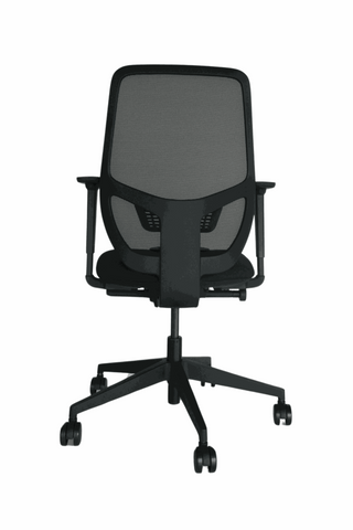 Efficiënt Pro ergonomische bureaustoel zwart achteraanzicht netrug EN 1335 gecertificeerd