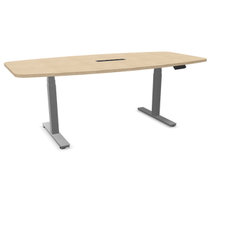 Buronomic Envol Evo tonvormige zit-sta vergadertafel in wire oak met aluminium onderstel