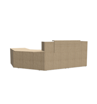 Fifty-fifty reception counter with corner configuration