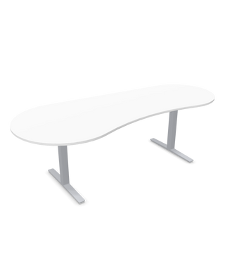 Table de conseil de forme libre König + Neurath TALO.YOU à plateau blanc et piètement couleur aluminium