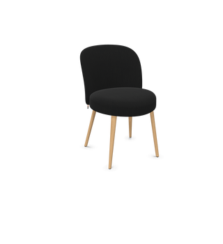 Chaise Mobitec Neo C0150 en tissu noir, pieds en bois clair, vue de configuration