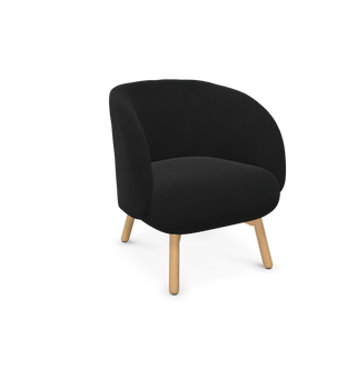 Mobitec Thalia R0118 fauteuil in zwarte stof met houten poten, configuratieweergave