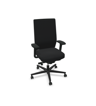 Rovo R16 3030 EB1 office chair in black fabric with upholstered back, front three-quarter view